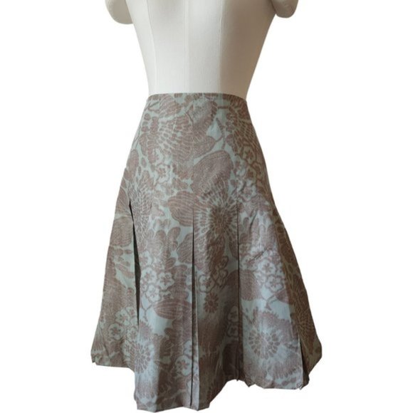 Akris Dresses & Skirts - AKRIS green and brown floral pleated skirt